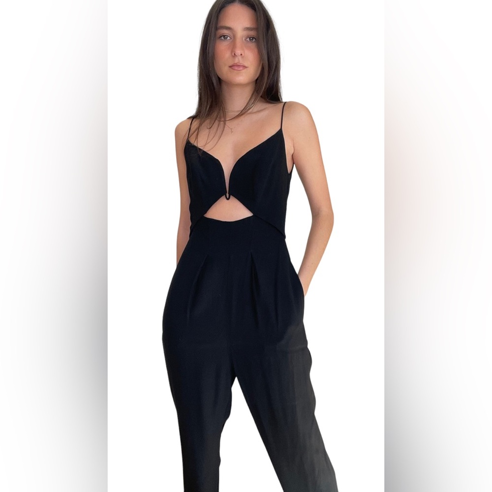 ZIMMERMANN Black Crepe Plunge Cutout Jumpsuit - Size 0 - Black Romper